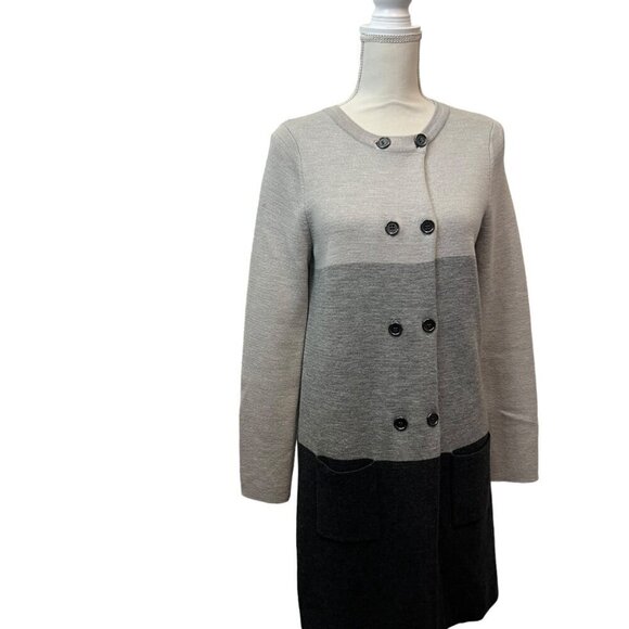 Boden Colorblock Wool Double Breasted British Cardigan Sweater Coat  Size 8 - Picture 3 of 11